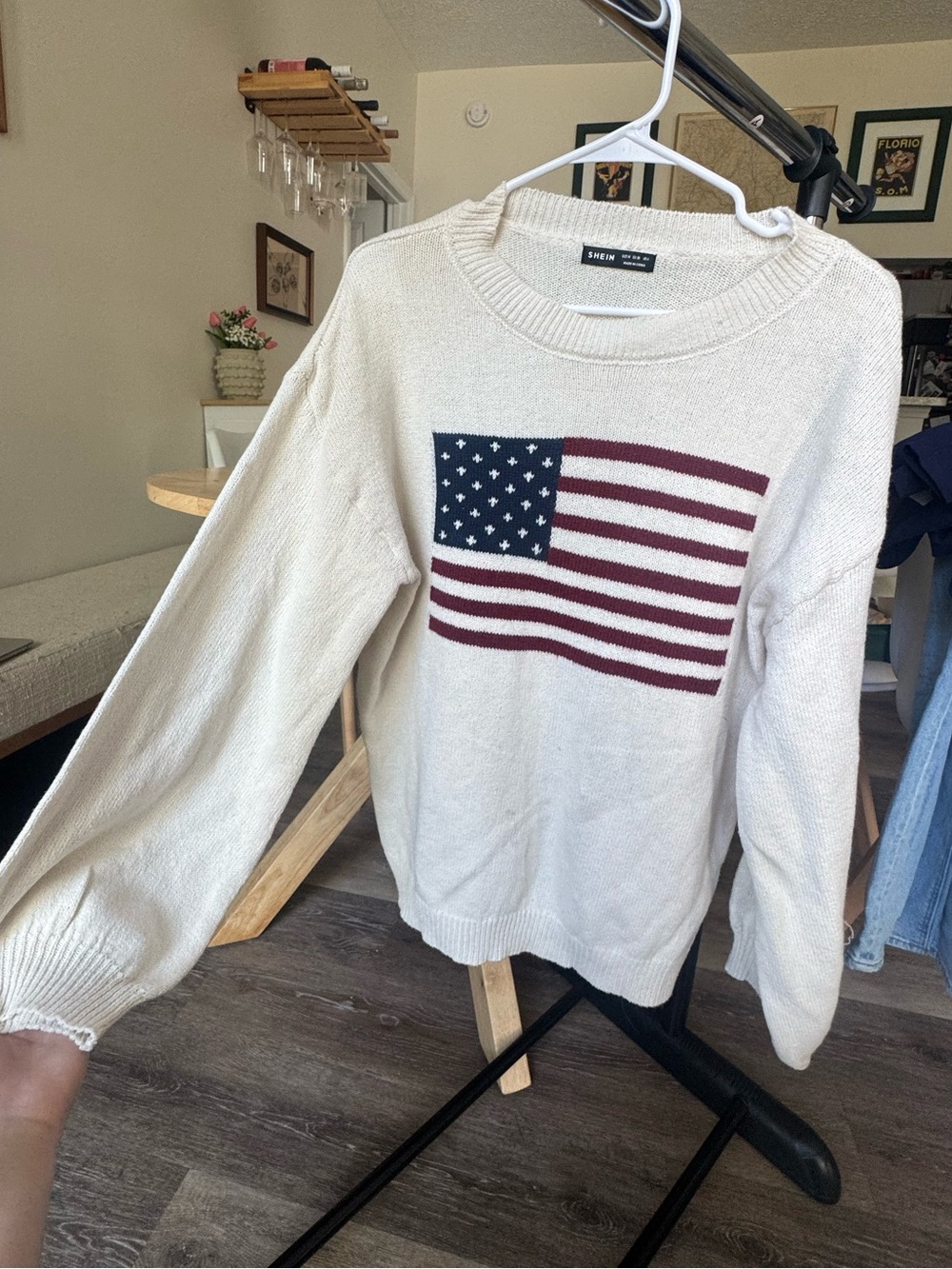 American Flag Cream Knit Sweater